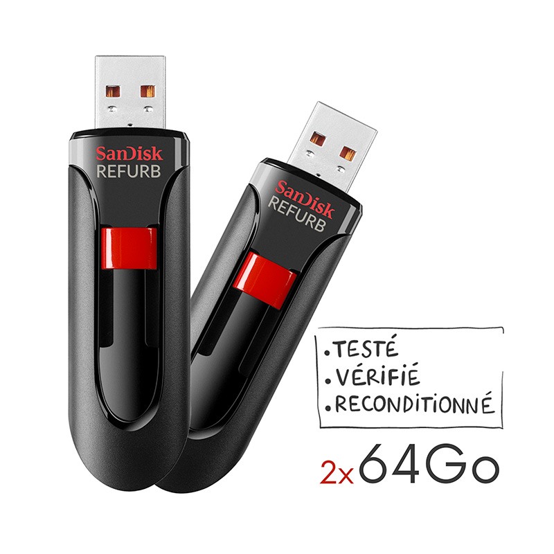 Pack De 2 Cles 3.0 Usb Sandisk Cruzer Blade 64go - Total 128go Bon état -  reconditionné disponible sur Electro Depot